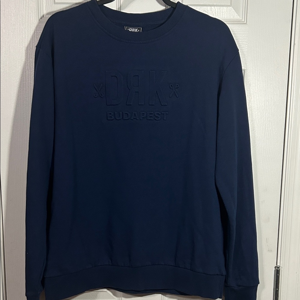 DRK Budapest Men's Navy Sweatshirt with raised Logo Men’s Size Large